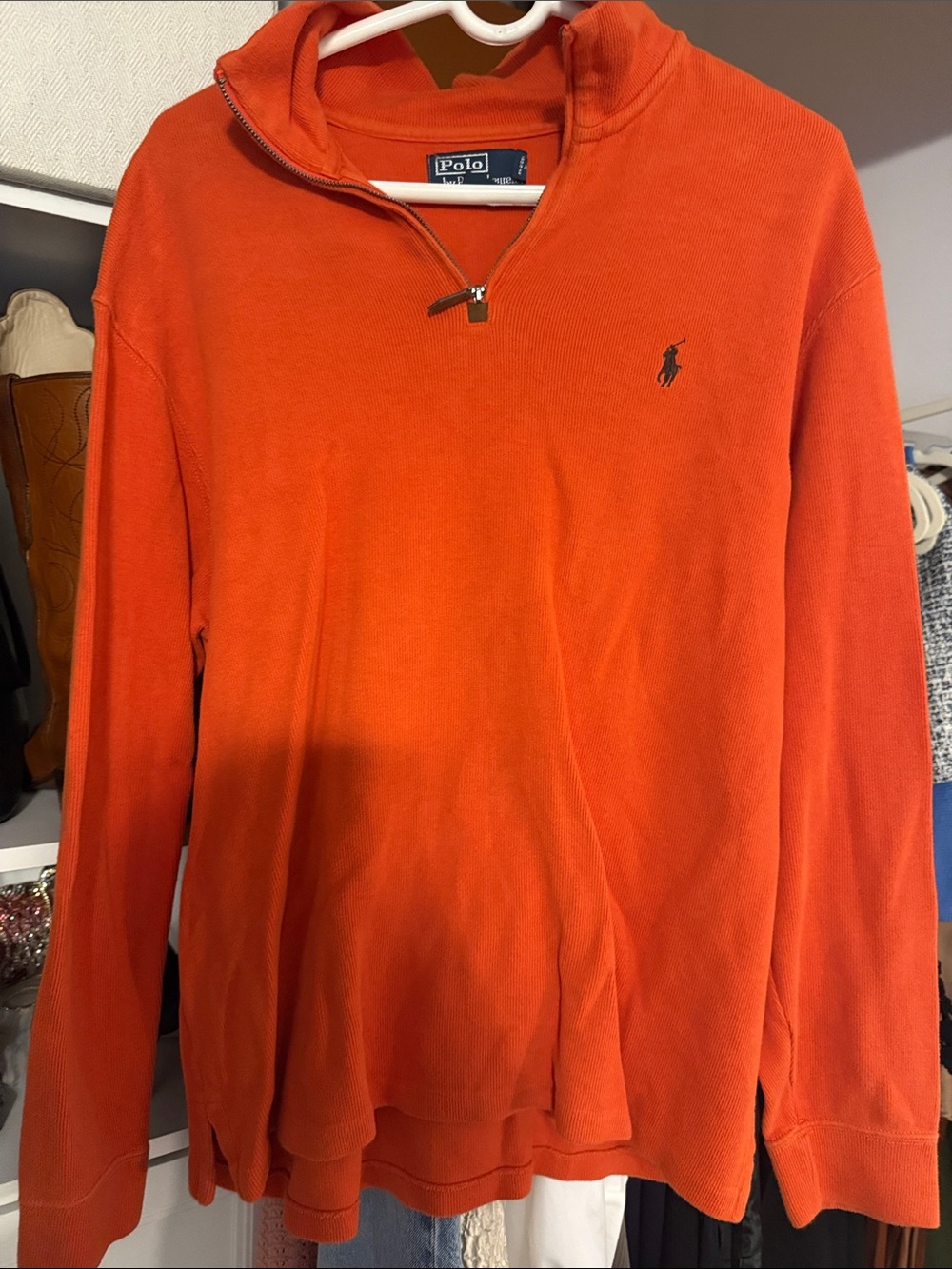 Polo by Ralph Lauren Bright Orange Half-Zip Pullover Sweater
